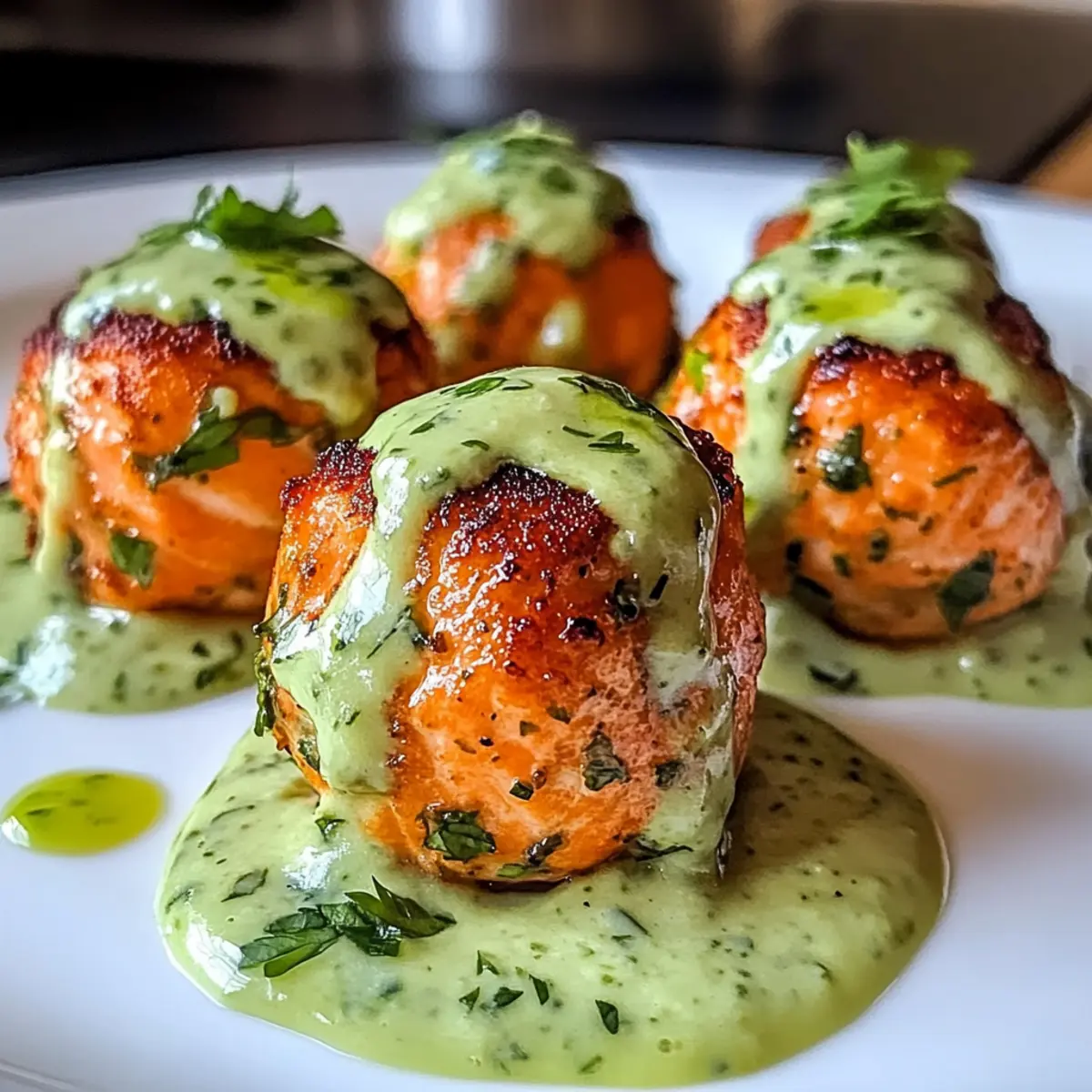 Lachs Bällchen mit cremiger Avocado