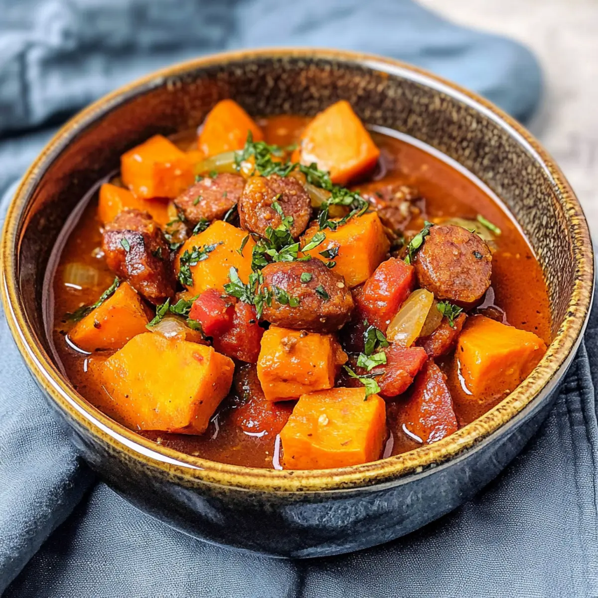 Süßkartoffeln und würzige Chorizo