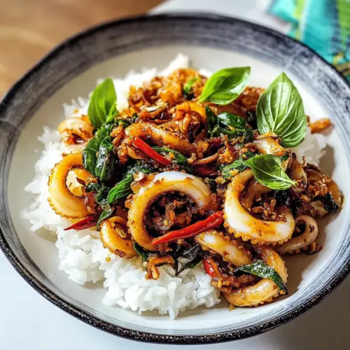 Thai-Basilikum-Tintenfisch