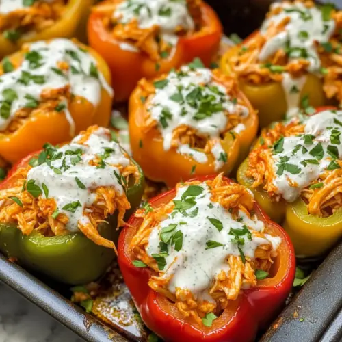 Buffalo-Hühnchen gefüllte Paprika