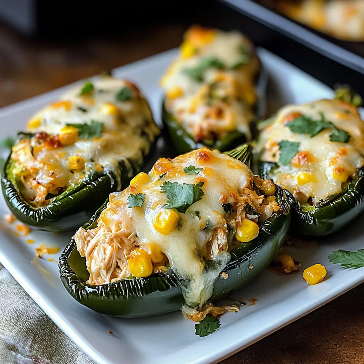 Hühnchen gefüllte Poblano-Paprika