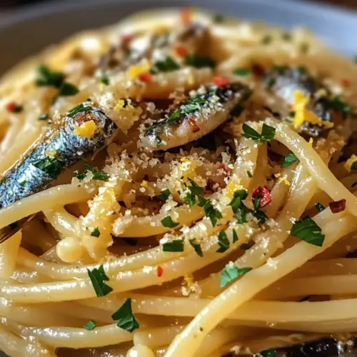 Knoblauch Sardinen Pasta