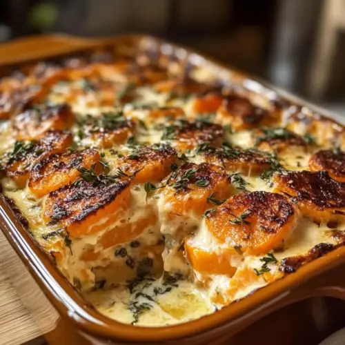 Knoblauch überbackene Süßkartoffeln