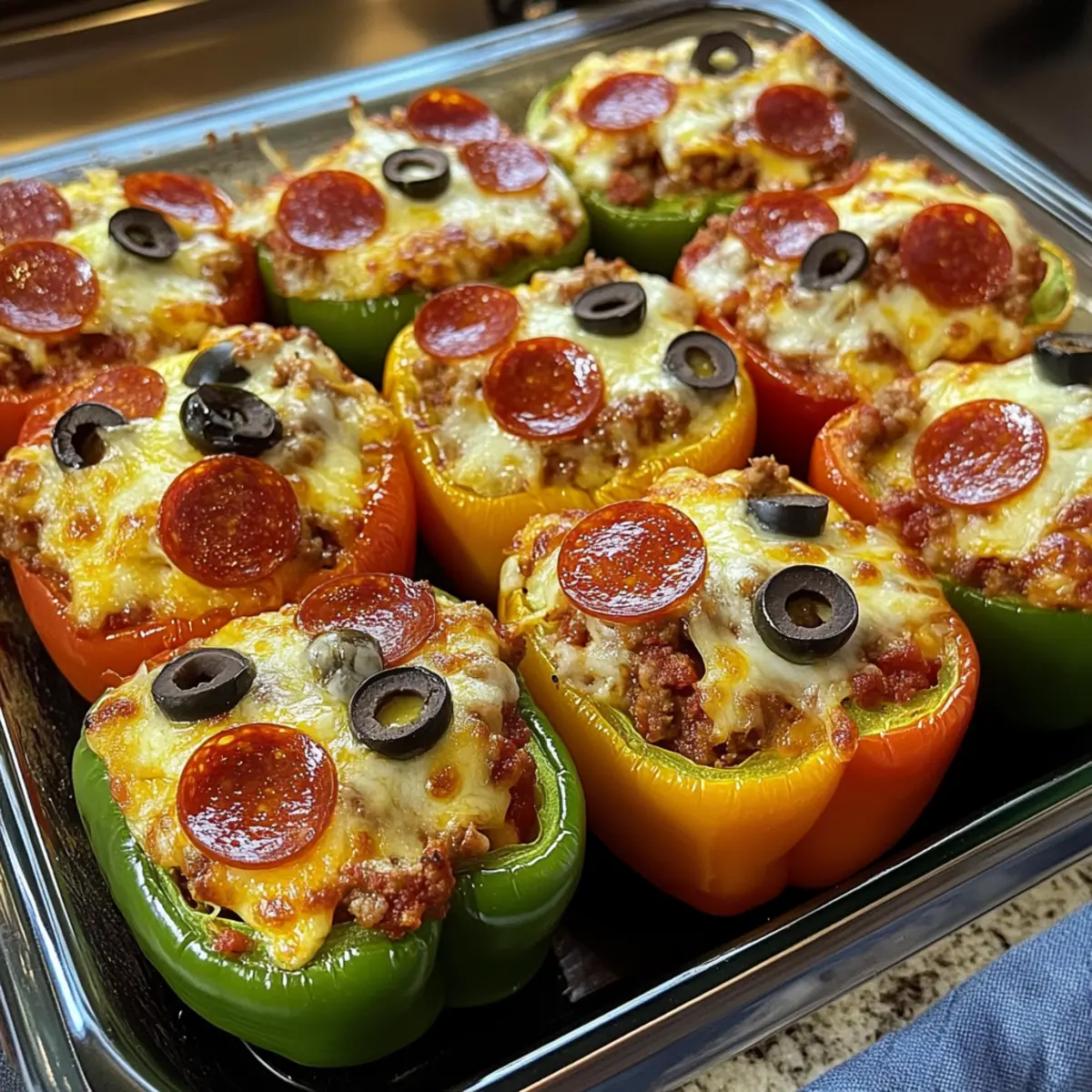 Pizza gefüllte Paprika