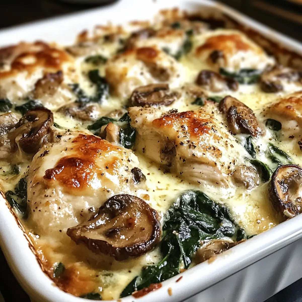 Hähnchen Spinat Pilz Auflauf