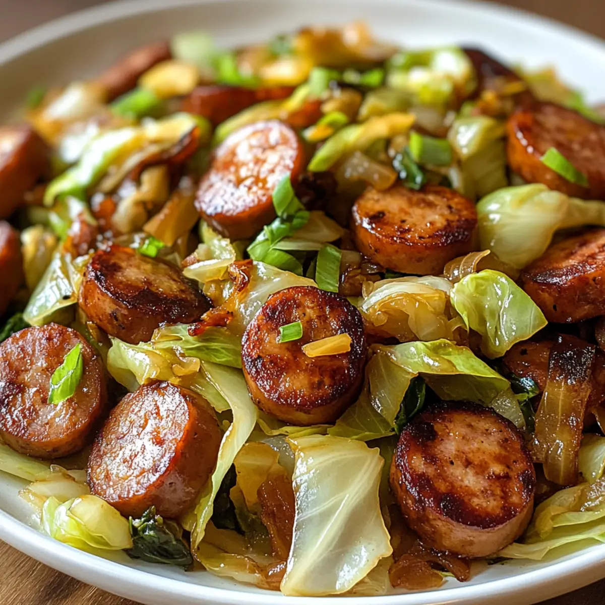 Einfache Wurst und Kohl Pfanne