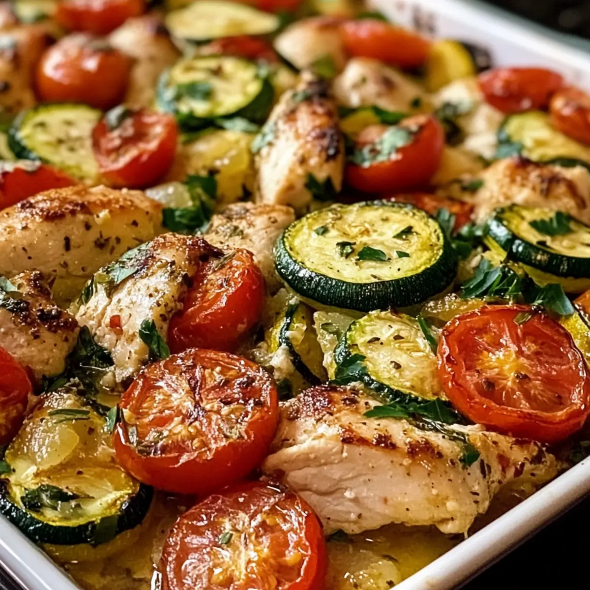 Mediterane Hähnchen Zucchini Auflauf