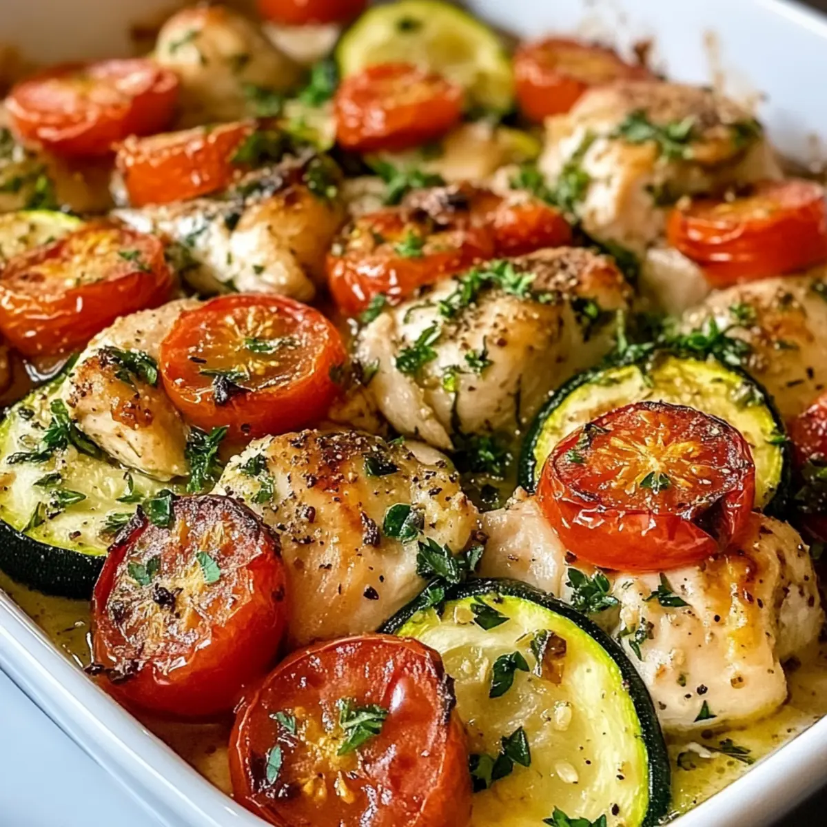 Mediterraner Hühnchen Zucchini Auflauf