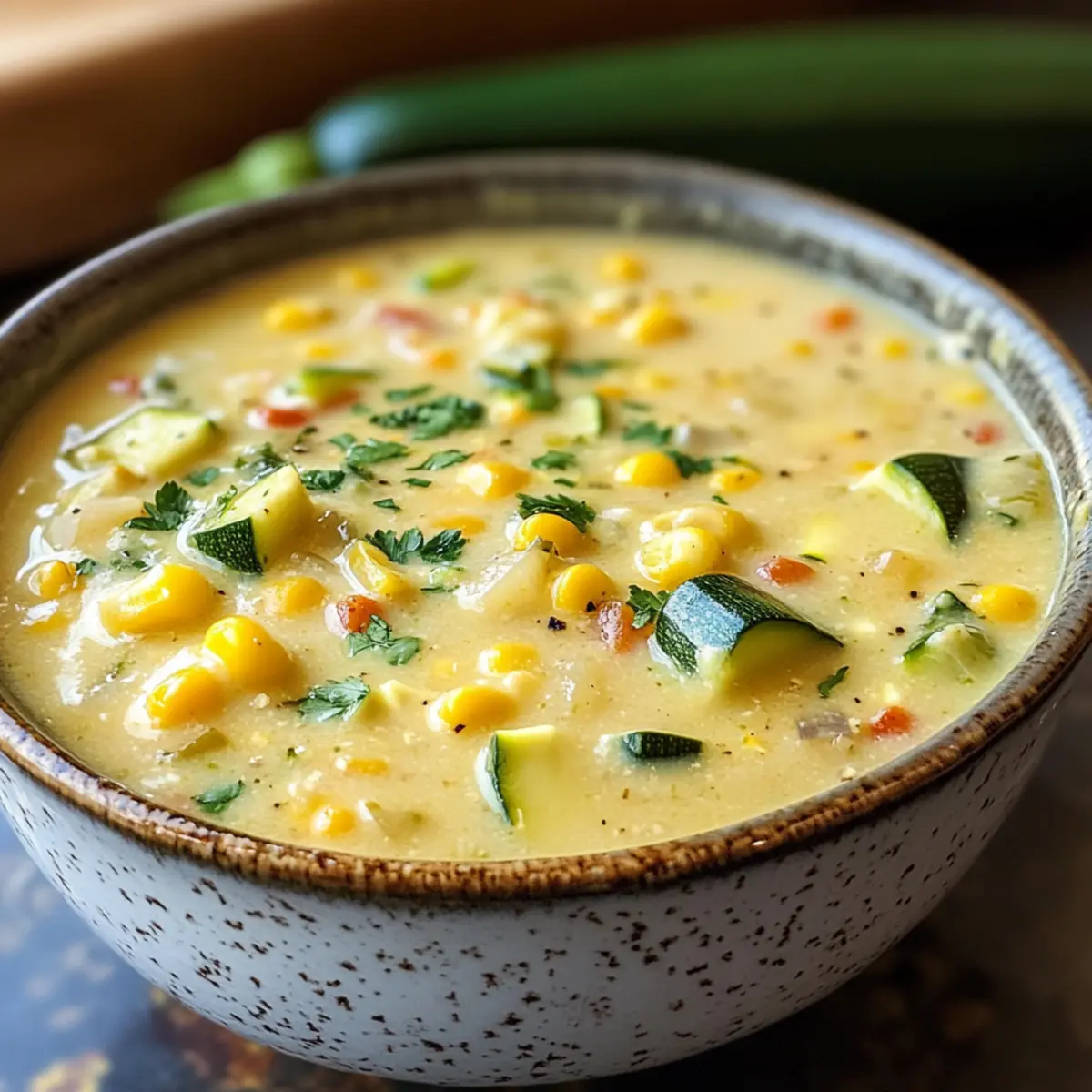 Sommer-Mais- und Zucchini-Cremesuppe