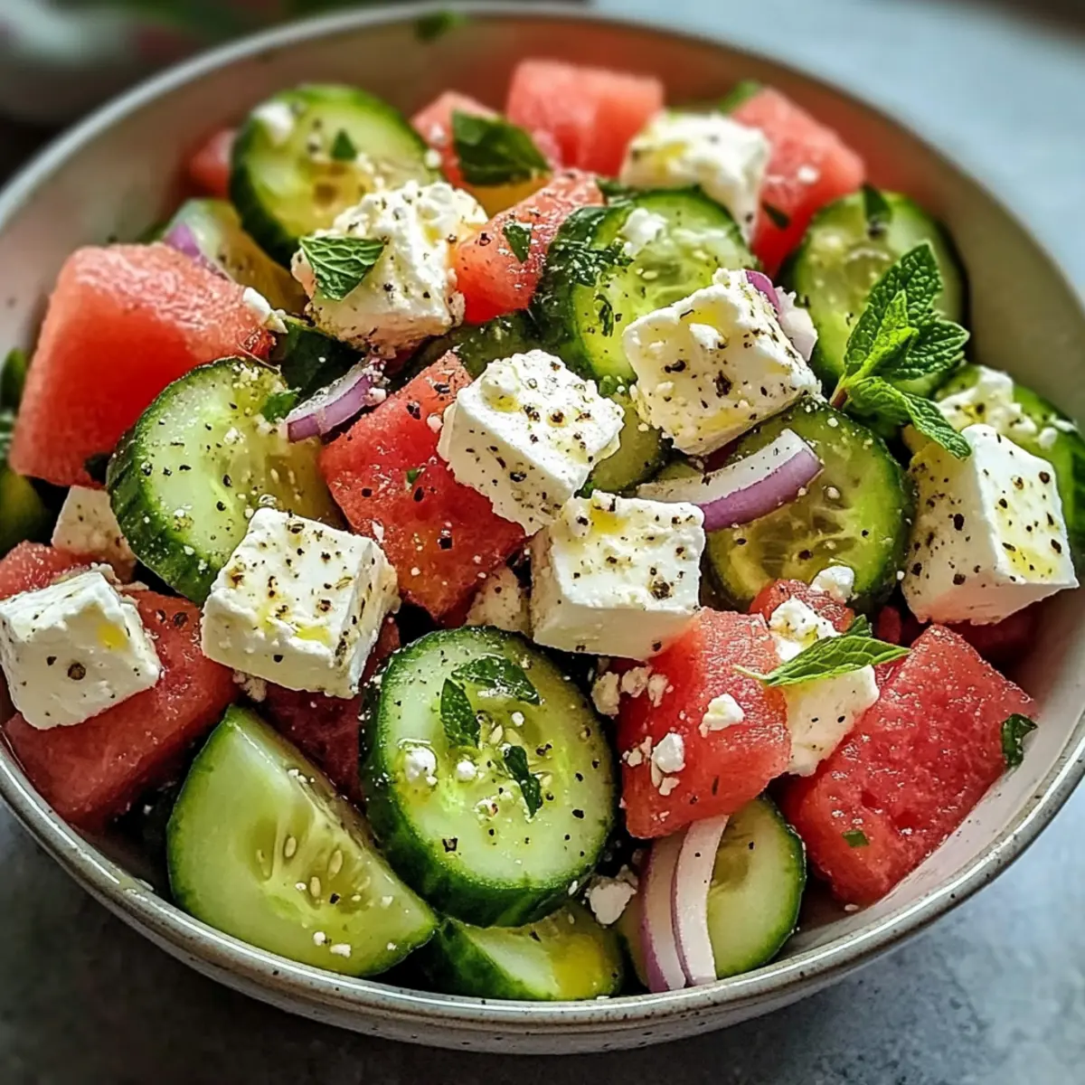 Wassermelone Gurke Feta Salat