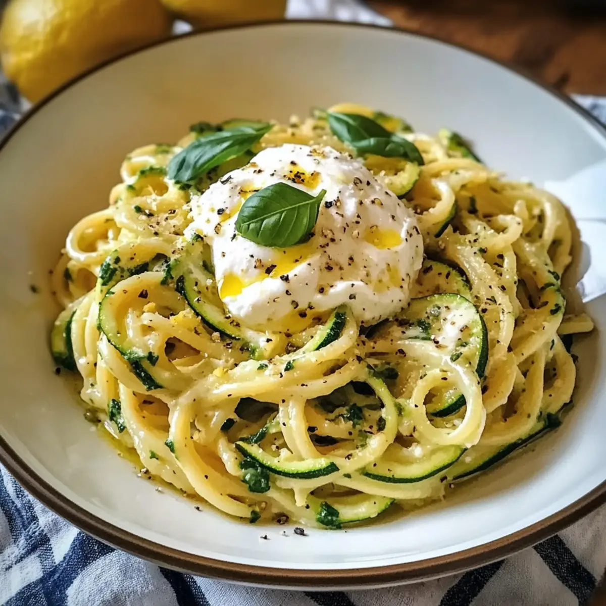 Zitronen Zucchini Pasta mit Burrata