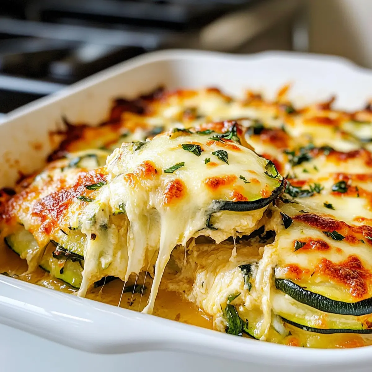 Überbackene Zucchini und Käse