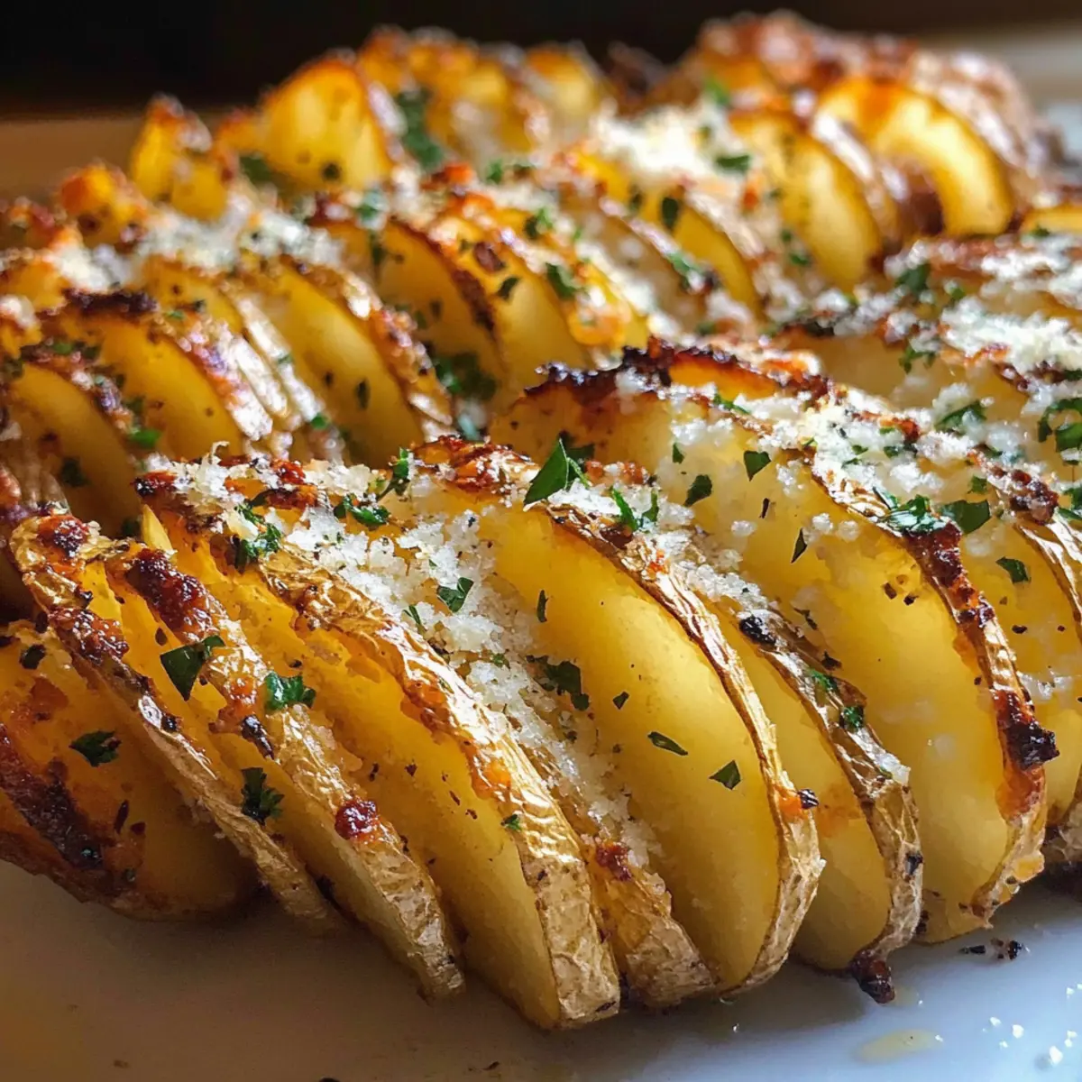 Knusprige Knoblauchbutter-Akkordeon-Kartoffeln