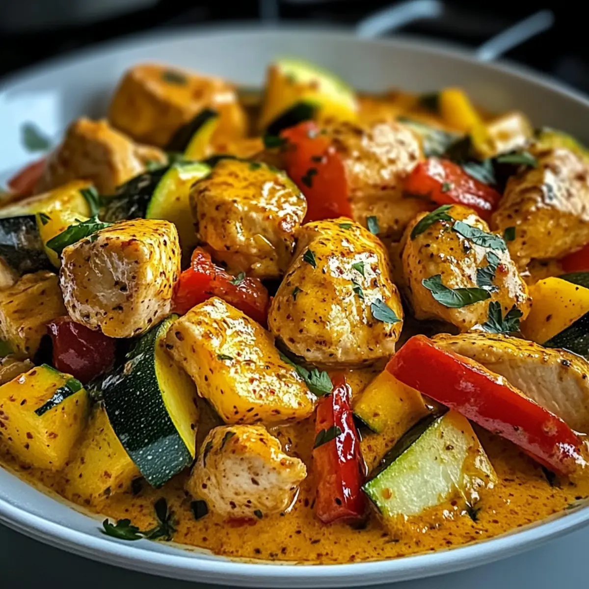 Paprika Zucchini Sahne Hähnchen einfach zubereiten