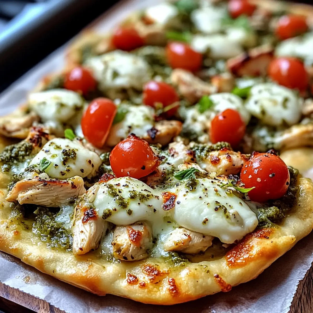 Pesto-Hähnchen-Fladenbrot