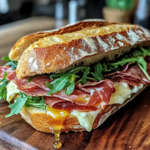 Prosciutto und Honig Brie Picknick Baguette Sandwich