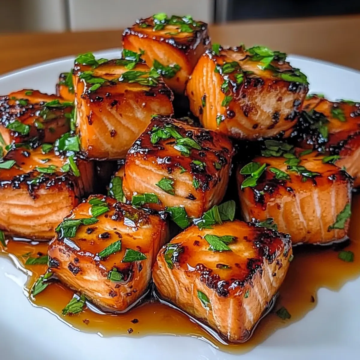 Würzige süße heiße Honig-Lachs-Bissen