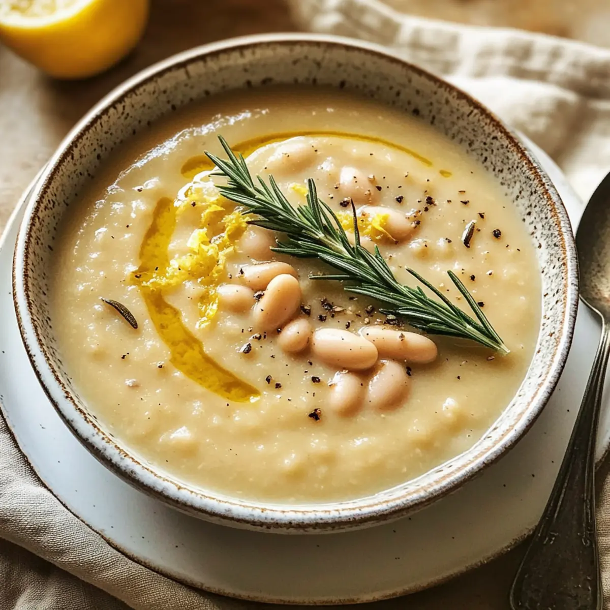 Zitronen Rosmarin Weißbohnensuppe